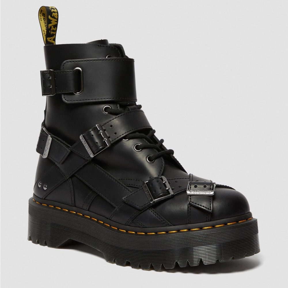 Doc Martens Jadon Strap Black Leather Platform Boots